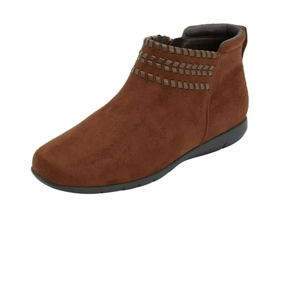 Comfortview Womens Brown Suede Braid Ankle Boots Size 9M - Picture 8 of 13